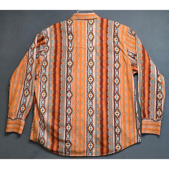 Wrangler Pearl Snap Shirt XXL 2X Southwestern Aztec Mens Long Sleeve - Picture 7 of 7